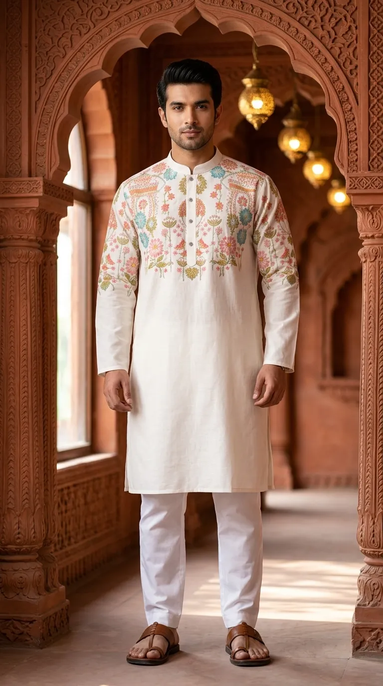 Premium Floral Printed Panjabi
